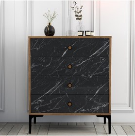 Resim Variant Mobilya Variant Lizbon 4 Çekmece Şifonyer - Ceviz / Siyah Mermer 