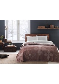 Resim Taç Pamuk Battaniye Brenna Kahve Çift Kişilik Kahverengi 