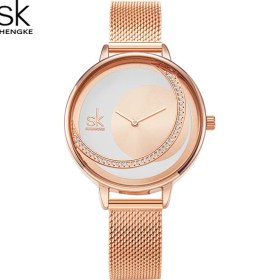 Resim 2xudc Rosegold Shengke Göz Kamaştırıcı Elmas Kadran Kaliteli Deri Bant Çelik Bant Lüks Saatler Bayanlar Elbise Izle Japonya Kuvars Saatler K0088L (Yurt Dışından) 