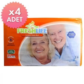 Resim Freshlife Belbantlı Hasta Bezi Islaklık Göstergeli XL Extra Large 30 Adet 4 paket 
