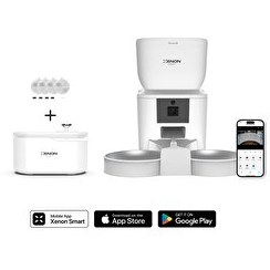 Resim Xenon Smart Akıllı Çift Hazneli Kameralı Mama Kabı Ultra Sessiz Led Işıklı Su Pınarı ve Yedek Filtre Seti 