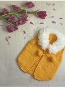 Resim el işi örgü bebek yeleği Sarı 
