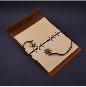 Resim Larimar Kahverengi Pusula Tasarım Deri Defter Ve Siyah Kalem Seti - 9040017909119lmr 
