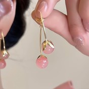 Resim 2 Adet Pembe Domates Çivi Küpeler - Kiraz Vurgulu Altın Tonlu KC Kaplama Zarif Küpeler, Kadınlar için Şık & Sevimli Takı, Günlük Kıyafetler, Randevu Gecesi, Kız Arkadaşa Hediye, Oyunbaz Tasarım, İnce İşçilik, Trend Aksesuarlar 