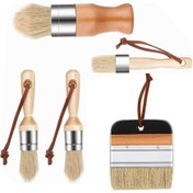 Resim Wezone Mobil Ev Dekorasyonu İçin 1 İnç Porselen Tıraş Fırça Seti 5 Adet - Ahşap Masa Mobilya Boyama Ve Mürekkep Uygulama Aracı 