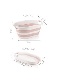 Resim Katlanır Akordiyon Çamaşır Sepeti 38 Lt Çamaşır Selesi Pembe 