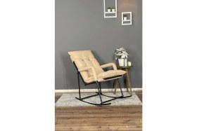 Resim Hmplast Sallanır Sandalye & Dinlenme Koltuğu, Sallanan Sandalye, Tv Koltuğu, Yastıklı Leke Tutmaz Kumaş | Krem 