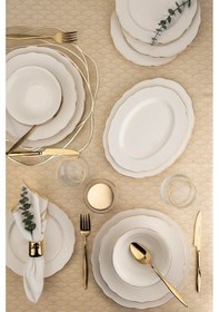 Resim Kütahya Porselen Bone Ilay 26 Parça 6 Kişilik Yemek Takımı Altın File 