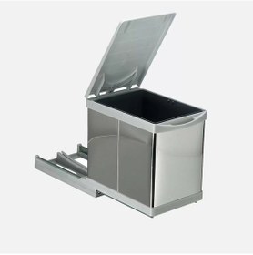 Resim Raylı 16Lt Paslanmaz Gri Çöp Kutusu.Dolap İçi Çöp Kovası Gri 