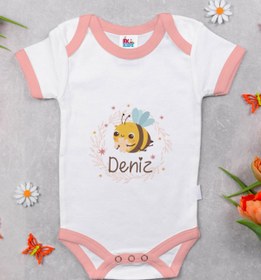 Resim BK Kids Kişiye Özel Pembe Bebek Body Zıbın - Model 162 