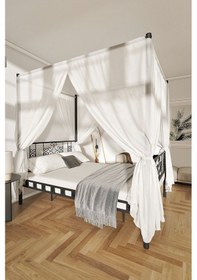 Resim Argimo Stella Sultan Ferforje Siyah Metal Karyola 140x200 (Cibinliksiz) 