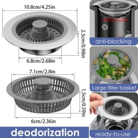 Resim Willowhaven 1 Adet Parlak Yüzeyli 3.5 İnç Paslanmaz Sink Süzgeci Tıkaç Ev Mutfak Gideri 