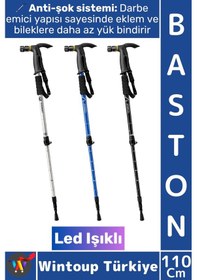 Resim Baston Ergonomik Outdoor Trekking Baston Ledli Anti-şok Ayarlanabilir Teleskopik Yürüyüş Batonu Çok Renkli 