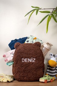 Resim [İSTEDİĞİNİZ İSMİ NAKIŞLA YAZIYORUZ] - Peluş Teddy Kahve 0-8 Yaş - Kreş, Anaokulu Çocuk Sırt Çantası 