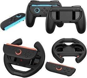 Resim LYEAA 4 in 1 Racing Steering Wheels and Hand Grips for Switch 2 Joy-Con Controller Set Game Controller 
