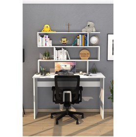 Resim Moonlife Moonlife Kaya Kitaplıklı Çalışma Masası Beyaz 