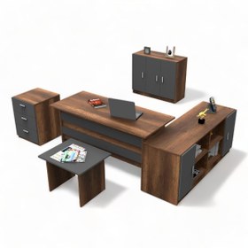 Resim L'occi Concept Diego Abcef Ofis Büro 5'li Masa Takımı Barok-antrasit Gri 