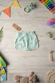 Resim Be'Calm Organik Pamuk Müslin Pastel Renk - Baskılı Bebek Şort - Uniseks - Mint 