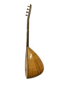 Resim Masif Kiraz Ağacı Klavyeli Mihraplı Kısa Sap Bağlama Profesyonel 