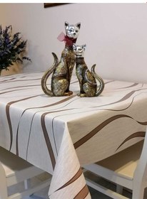 Resim Elyaflı Pvc Muşamba - Desenli Silinebilir Masa Örtüsü 02mrl151a Kahve 
