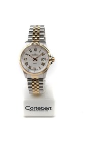 Resim İsviçre Cortebert Safir Cam Erkek Kol Saati Gold Gümüş 