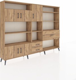 Resim Arges Dolap 13 Raflı 3 Çekmeceli 5 Kapaklı 220x30x163 Çam-çam Çam-çam 