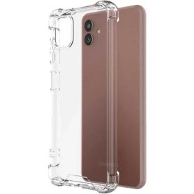 Resim Samsung Galaxy A04 Kılıf Antishock Köşeli Şeffaf Sert Kapak + Nano Glass 