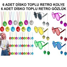 Resim SHC4200 12 Parça Renkli Disko Toplu Parti Seti - 6 Kolye + 6 Gözlük 