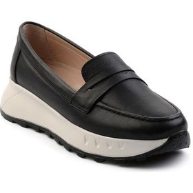 Resim Bambi Siyah Leather Kadın Loafer Ayakkabı K01518015203 Siyah 