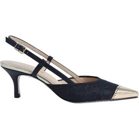 Resim Poletto Hakiki Deri /tekstil Sıyah-altın Ayakkabı Stiletto 9841 59-2509 Siyah 