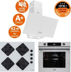 Resim Ferre Ve AFM Tech D087-SA +FM7701 +FM-BD2201 Beyaz Ankastre Set 