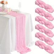 Resim 1 Adet Pilili Kumaş Masa Örtüsü Gazlı Peynir Kırışıklık Şeffaf Masa Örtüsü Düğün Masa Dekorasyonu, Yeni Yıl Noel, Gelin Bebek, Duş Masa Dekorasyonu Masa Örtüsü 182.88cm, 3.05metre, 3.96metre 