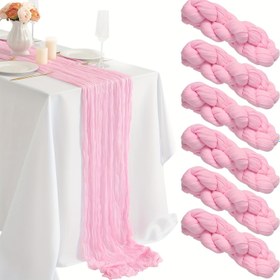 Resim 1 Adet Pilili Kumaş Masa Örtüsü Gazlı Peynir Kırışıklık Şeffaf Masa Örtüsü Düğün Masa Dekorasyonu, Yeni Yıl Noel, Gelin Bebek, Duş Masa Dekorasyonu Masa Örtüsü 182.88cm, 3.05metre, 3.96metre 