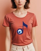 Resim Nazar notası Geniş Yaka Tişört 