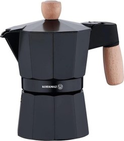 Resim Korkmaz Etna 3 Fincan Siyah Moka Pot 150 ml A5572 
