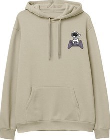 Resim Astro-3 Baskılı Krem Hoodie 