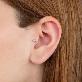 Resim 0.06 ct Haç Pırlanta Piercing 