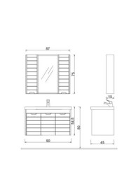 Resim Denko Mostar 90 Cm Beyaz Mdf Lake Banyo Dolabı Takımı Beyaz 
