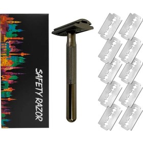 Resim Geeksen Razor Erkekler İçin Çift Kenarlı Güvenlik Jileti Manuel Tıraş Jileti Silah Rengi 