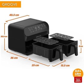 Resim AyrStore Groove Max Plus XXL 1800W (4Lt+4Lt) 8Lt Çift Hazneli Smart Airfryer Air Fryer Yağsız Sıcak Hava 