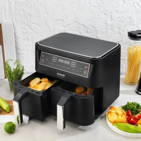 Resim Airy Fryer Dual Çift Hazneli XXL 8 L 1700 W Airfryer Sıcak Hava Fritözü 