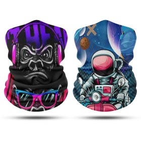 Resim dairaksesuar 2'li Set Bandana Erkek Bandana Kadın Bandana Motosiklet Bandana Boyunluk Balaklava Outdoor 