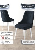 Resim Canisa Newa Serisi, 1.sınıf Babyface Kumaş Beyaz Metal Ayak Gümüş Halkalı, 1 Adet Antrasit Sandalye 