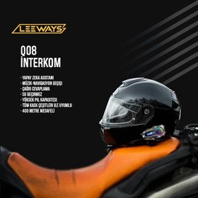 Resim Q08 BT5.3 Uyumlu Motosiklet Kask Kulaklık Intercom Işıklı Motorsiklet Interkom (Eşleşme Yoktur) 