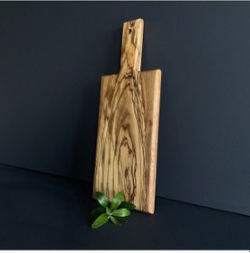 Resim Zeytin Ağacı Ahşap Dikdörtgen Steak Tahtası Sunum Tahtası 34x14 Cm Kahverengi 