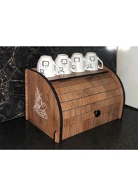 Resim New Bread Box, Ekmeklik, Saklama Gözlü, Baharatlık Rafı, Dekoratif Demonte Ceviz 