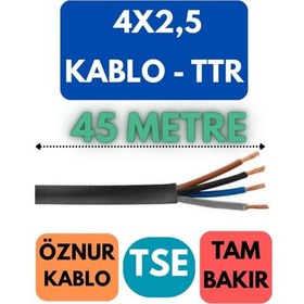 Resim Öznur 4x2,5 Ttr Kablo Metre Seçenekli Siyah - 45 Metre 