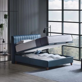 Resim Yataş Bedding Power Up Motorlu Baza Başlık Set 140x200 cm - Lacivert (Ceviz Ayak) 