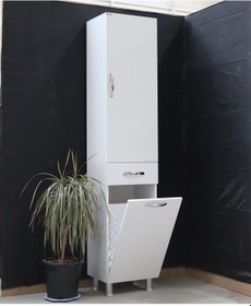 Resim Boy Dolabı Sepetli 30 Cm Mdf Banyo Beyaz 