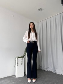Resim Kadın Lacivert Slimflare Pantolon 